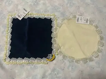 치카자와 레이스점 손수건 꿈 먹는 바쿠 네이비 양 아이보리 2장 세트