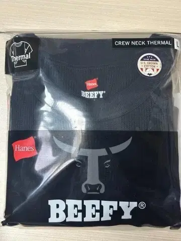 hi0469 Hanes BEEFY 롱T 서멀 둥근넥 블랙 L