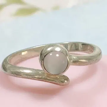 5861 실버제 비대칭 오픈 반지 원문스톤 부착