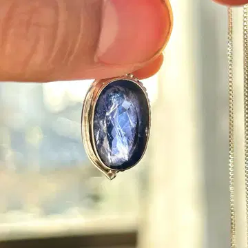 카이어나이트 대형 펜던트 SV925 네팔산 체인 포함