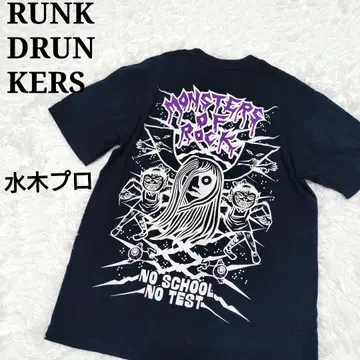 RUNK DRUN KERS 미즈키 프로 해골 목 T셔츠 M 빅 프린트