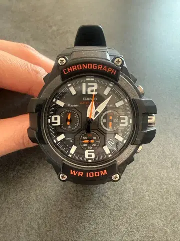 CASIO CHRONOGRAPH 블랙 손목시계 배터리 없음