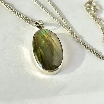 래브라도 라이트 대형 펜던트 SV925 네팔산 체인 포함