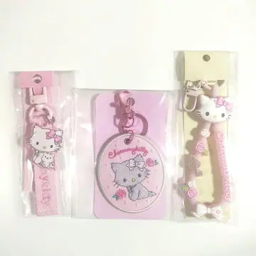 산리오 캐릭터 대상 챠미키티 고무줄 키링 자수 패치