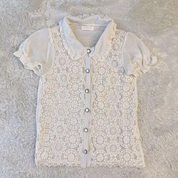 새상품급 LIZ LISA 프릴 옷깃 레이스 반팔 퍼프 슬리브