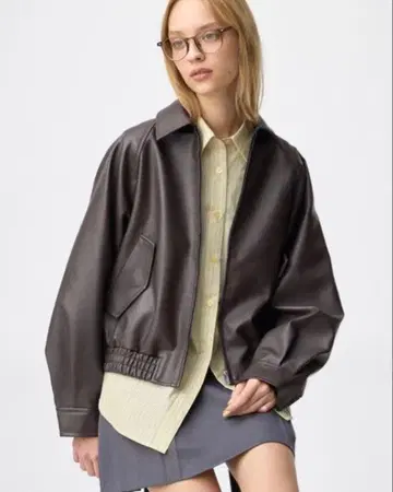 GU 인조 가죽 해링턴 자켓 다크 브라운 S 사이즈