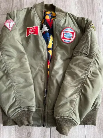 올리브 MA-1 자켓 기하학 패턴 RODEO 로데오 카키