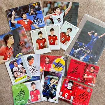 야마우치 아키히로 선수 친필 사인 사진 카드 세트 오사카 불테온 파나소닉