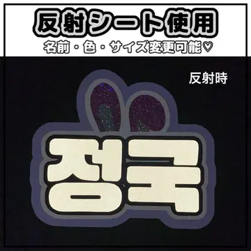 네임보드 정국 BTS JUNGKOOK 반사 시트 화이트 토끼 귀