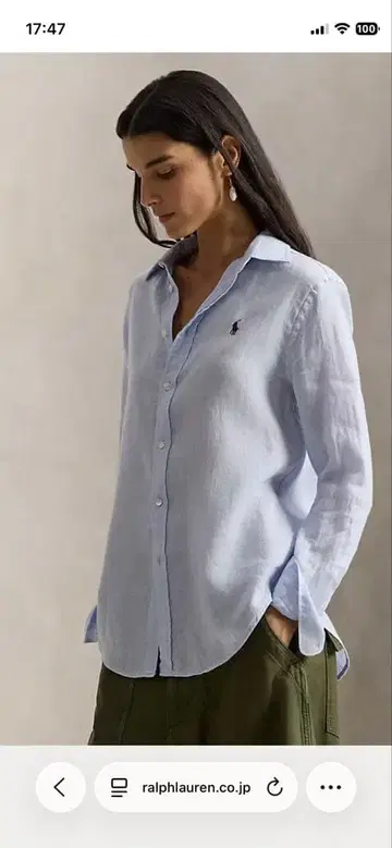 새상품 폴로 랄프 로렌 린넨 셔츠 XS 2만 6400엔 2026 블루