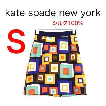 H7123 케이트 스페이드 실크 100% 기하학 패턴 미니 스커트 Y2K