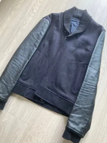 sandro 울 가죽 콤비 자켓 천연 가죽