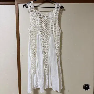 구제 의류 메쉬 슬리브리스 튜닉