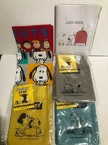스누피 레트로 6개 세트 묶음 판매 (손수건, 가계부, 보틀 홀더)