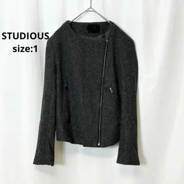 STUDIOUS 일본제 노카라 자켓 라이더 트위드 울