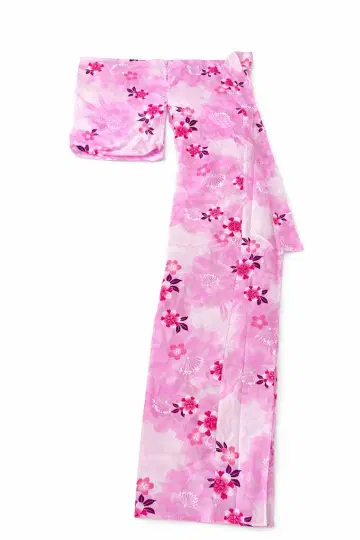 유카타 6점 세트! 일본 나막신, 백 포함! 인기 있는 벚꽃 패턴