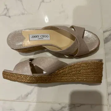JIMMY CHOO 베이지 라메 에스파드리유