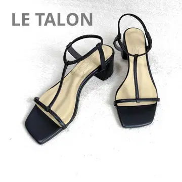 새상품급 LE TALON 5cmT 스트랩 샌들 블랙 일본제