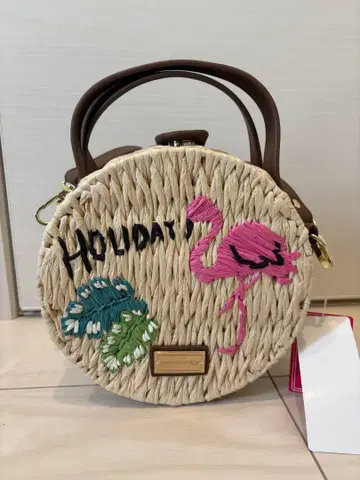 플라밍고 자수 원형 바스켓백 사만사 베가 여름 백