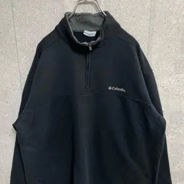 컬럼비아 하프 지퍼 자수 로고 블랙 맨투맨 빅사이즈 2XL