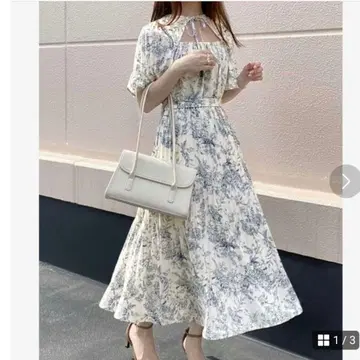 GRL 다나카 미나미 리본 벨트 포함 꽃무늬 플리츠 플레어 원피스