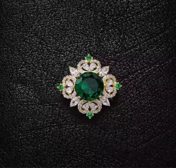 에메랄드 그린 플라워 브로치 새상품