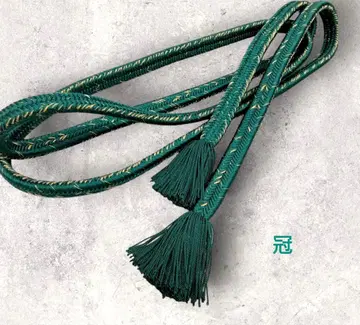 고급 갓 헐렁한 허리띠 청록색 금실 꼬인 술 일본제 순수 실크 #478