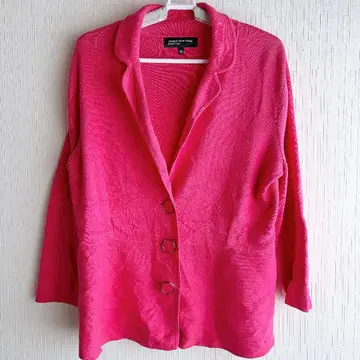 JONES NEW YORK 테일러드 니트 자켓 L 핑크 면 혼방 신축