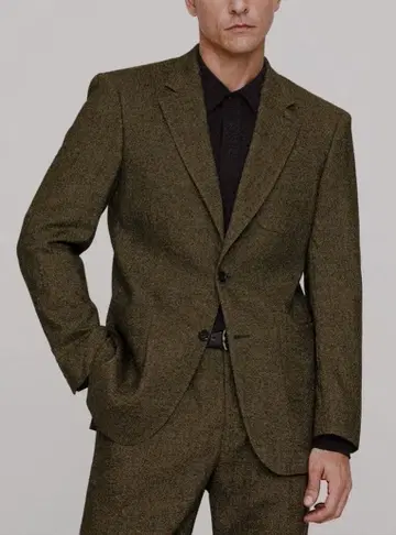 바나나리퍼블릭 헤링본 정장 자켓 올리브 그린