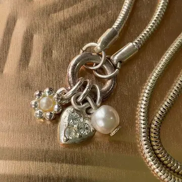 실버 목걸이 SILVER 모조 진주 심플 체인