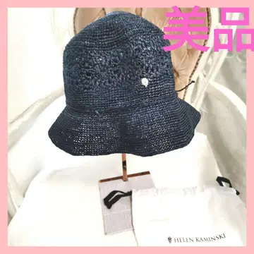 [ 새상품급 ] 헬렌 카민스키 밀짚모자 햇 라피아 부속품 포함! 네이비