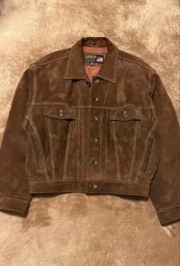 빈티지 브라운 스웨이드 가죽 자켓 트래커 자켓 소가죽
