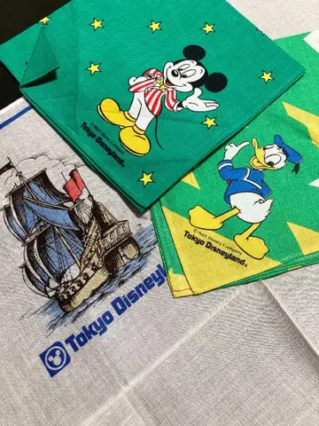 Disney 도쿄 디즈니랜드 레트로 손수건 3장 + 덤 레어