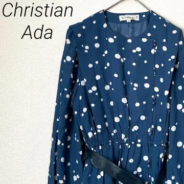 Christian Ada 롱 셔츠 원피스 플레어 벨트 포함 레트로