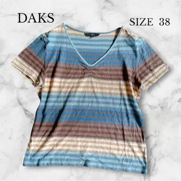 닥스 반팔 티셔츠 V넥 보더 캐주얼 코튼 100% 구제 의류