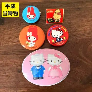 당시물 헤이세이 산리오 키티 마이멜로디 캔뱃지 핀 배지 캔 케이스