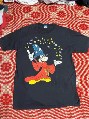 80s 디즈니 판타지아 마법사 미키 t셔츠 블랙