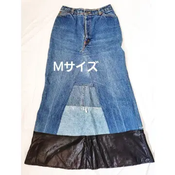 데님 스커트 데님 리메이크 데님 롱 패치워크 데미지풍