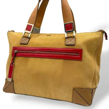 안야 힌드마치 토트백 팔걸이 캔버스 브라운 브라운 계열 로고 자수