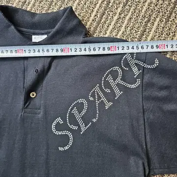 SPARK 스톤 장식 블랙 피케 셔츠
