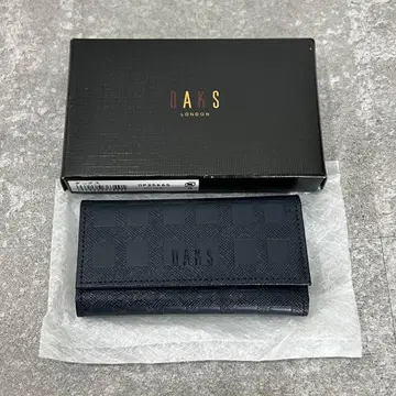 새상품 DAKS 4연 키케이스 체커 엠보싱 다크 네이비
