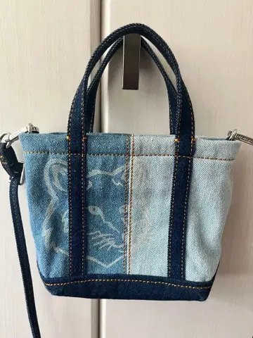 새상품급 메종 키츠네 데님 미니 토트백 숄더