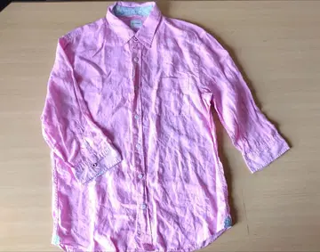 BACK NUMBER 린넨 셔츠 7부 소매 핑크 L