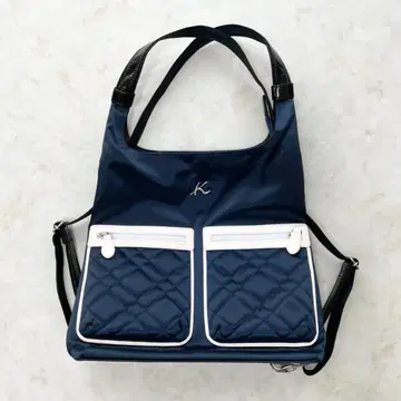 [미사용급] 키타무라 2WAY 백팩 퀼팅 나일론 에나멜 네이비