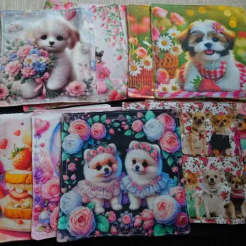 핸드메이드 손수건 10장 세트 개 치와와 요키 포메라니안 외