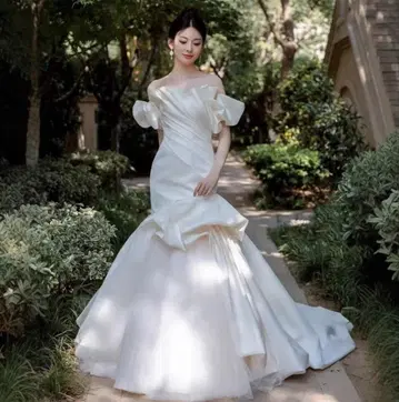 웨딩 드레스 머메이드 프릴 소매