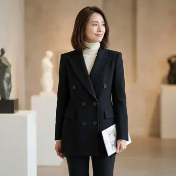 G8601* 잔 프랑코 페레 더블 테일러드 자켓 블랙 울 S