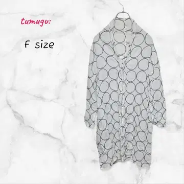 린넨 겉옷 [내추럴] 롱 가디건 F 사이즈 도트 무늬 츠무구