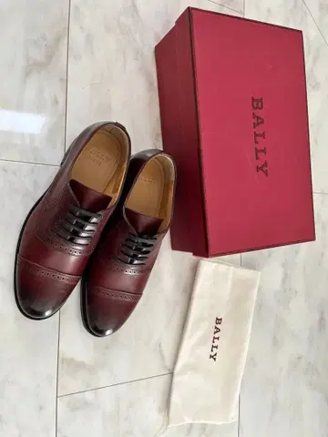 BALLY 버건디 레이스업 슈즈