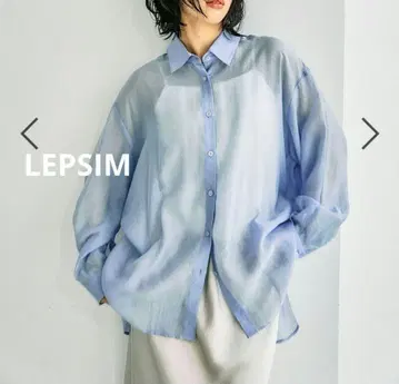 LEPSIM 시어 셔츠 긴팔 튜닉 블루 렙심